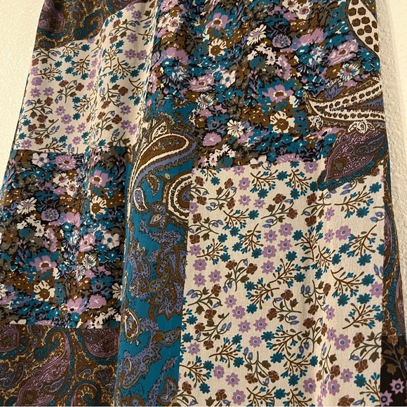 Christopher & Banks S Brown w/ Multicolored Floral & Paisley Print Midi Skirt - Picture 5 of 8